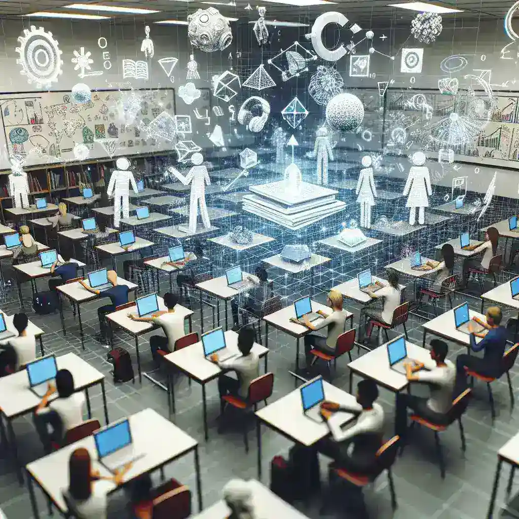 "インタラクティブな学習体験を提供するAR技術を使用した学生がデジタルコンテンツと対話する様子"